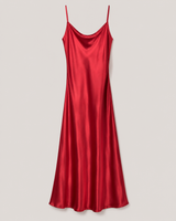 Crimson Cowl Neck Slip Gown side view