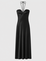 Sage Halter Satin Gown - additional view
