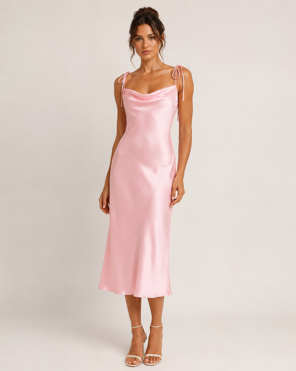 Blush Tie-Shoulder Slip Dress side view
