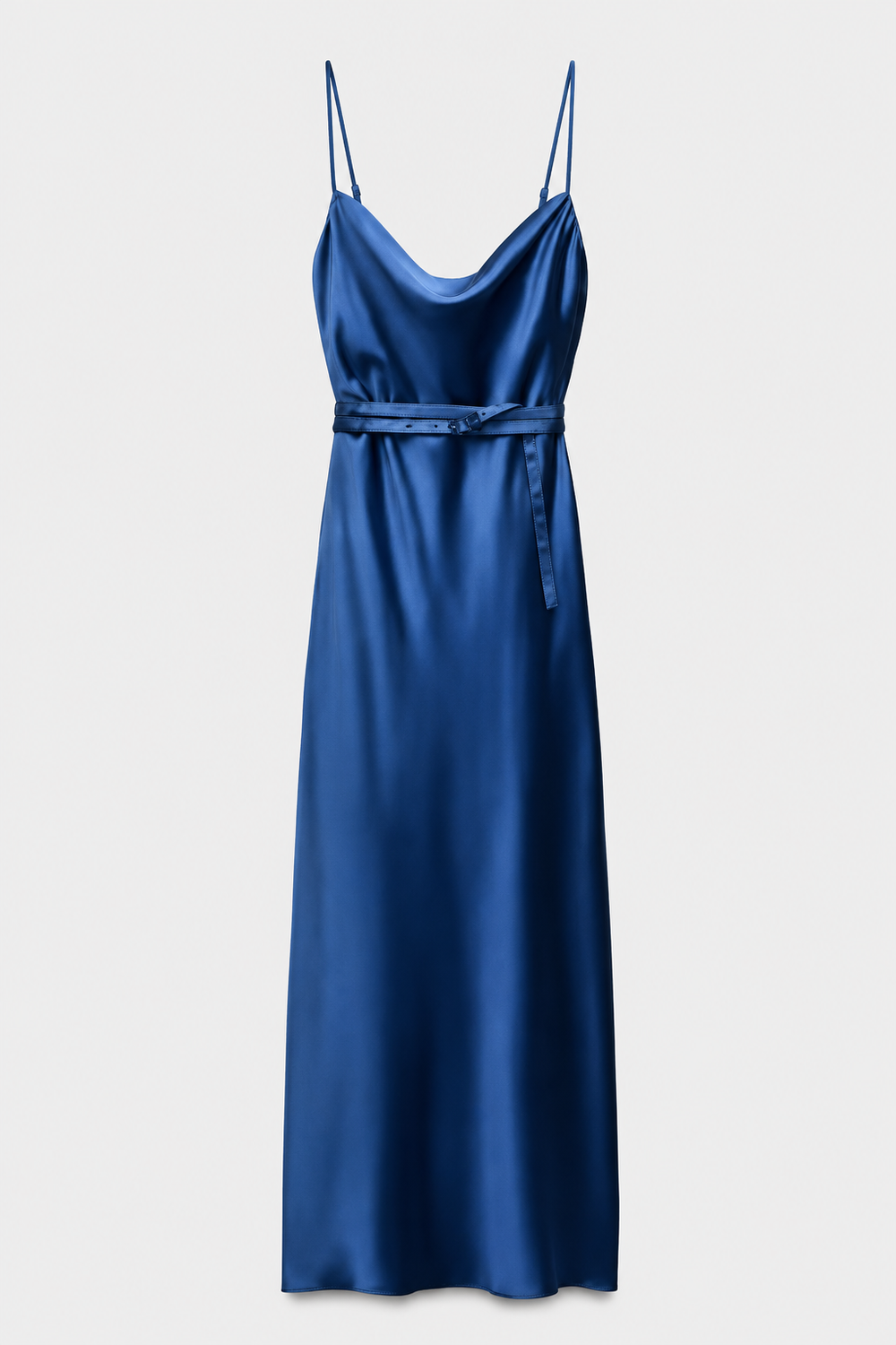 Olive Belted Satin Gown - additional view
