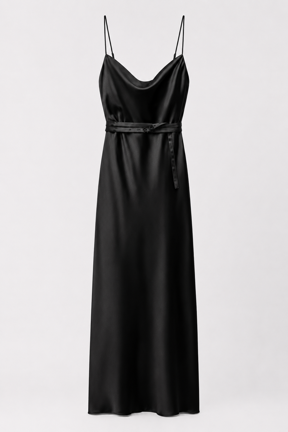 Olive Belted Satin Gown - additional view