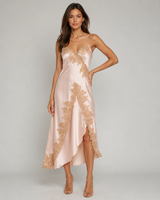 Lace-Trim Satin Slip Dress side view