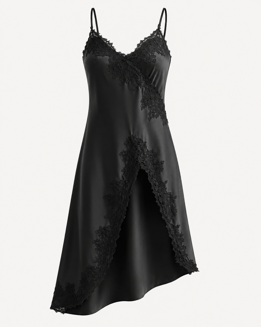 Lace-Trim Satin Slip Dress - additional view
