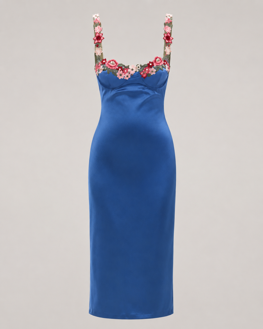 Floral Embroidered Satin Midi - additional view
