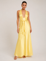 Sunshine Halter Satin Maxi Dress detail