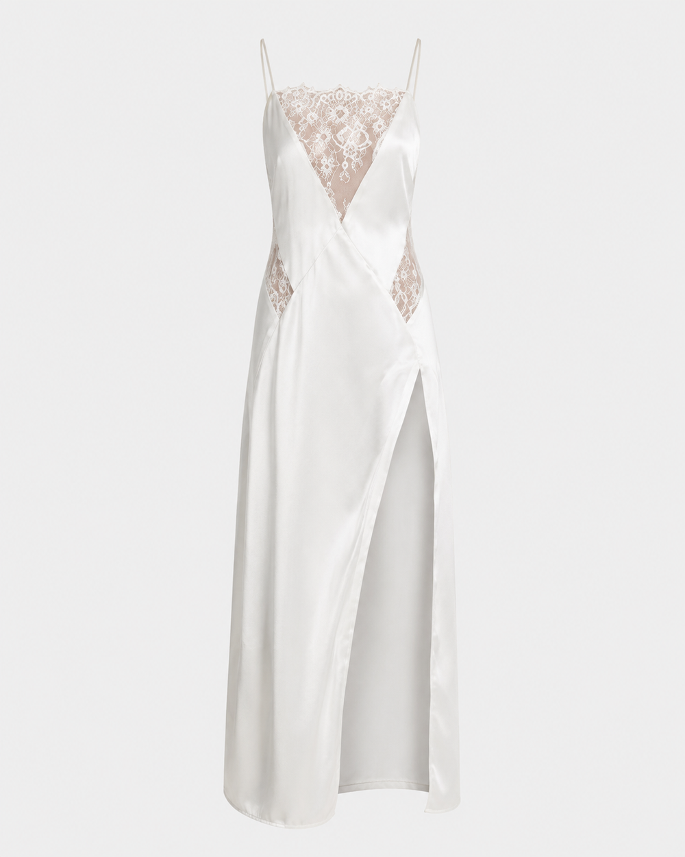 Ivory Lace-Panel Slip Gown