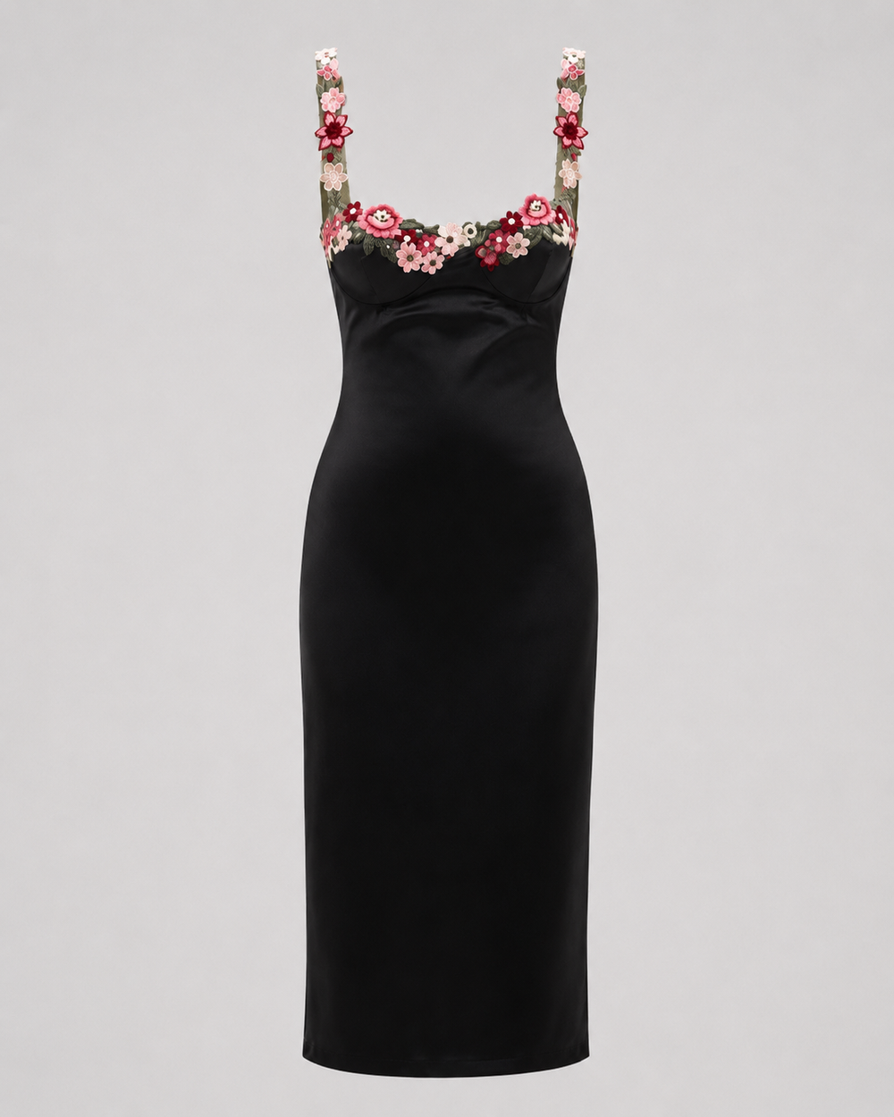 Floral Embroidered Satin Midi - additional view