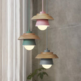 Nordic Wooden Pendant Light – Metal Shade, E27 Socket & Height-Adjustable Cable