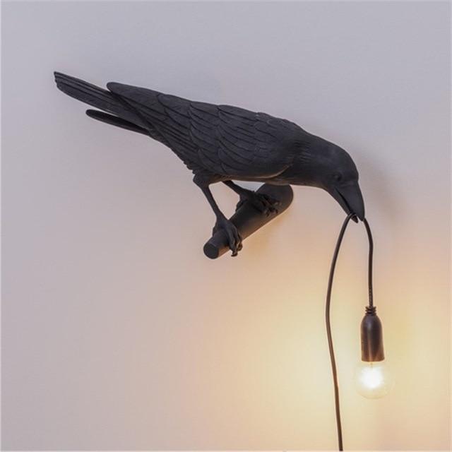 Raven Table Lamp – Resin Sculpture, Warm White Light & 4 Positions