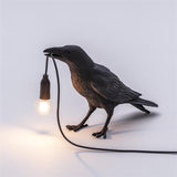 Raven Table Lamp – Resin Sculpture, Warm White Light & 4 Positions