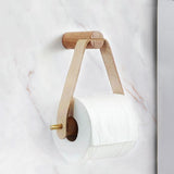 Kalsten | High-Quality Toilet Paper Holder | Oak & Faux Leather | Minimalist Bathroom Design