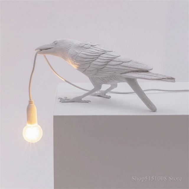 Raven Table Lamp – Resin Sculpture, Warm White Light & 4 Positions