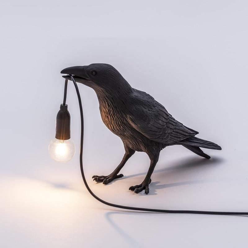 Raven Table Lamp – Artistic Sculpture, E12 Warm Light & Black/White Finish