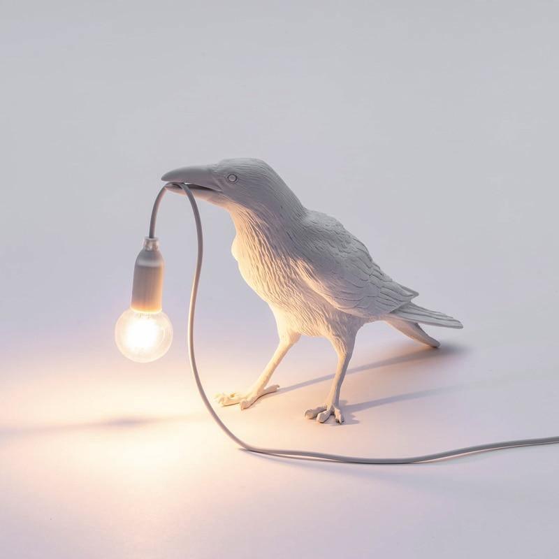 Raven Table Lamp – Artistic Sculpture, E12 Warm Light & Black/White Finish