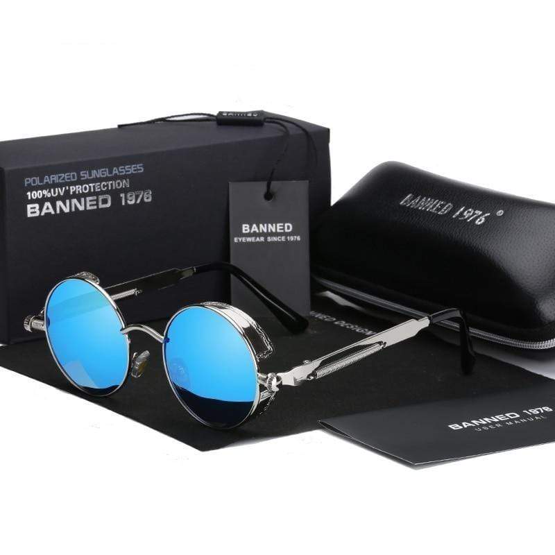 Retro Round Polarized Steampunk Sunglasses - Argo