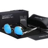 Retro Round Polarized Steampunk Sunglasses - Argo