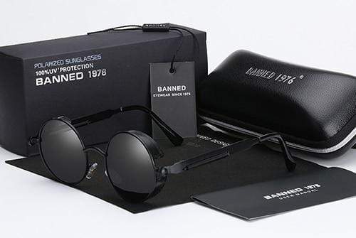 Retro Round Polarized Steampunk Sunglasses - Argo