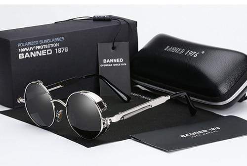 Retro Round Polarized Steampunk Sunglasses - Argo