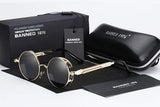 Retro Round Polarized Steampunk Sunglasses - Argo