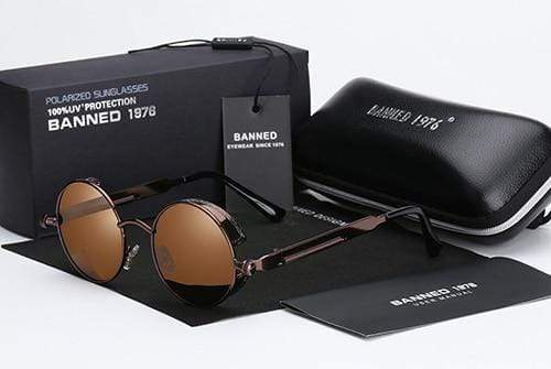 Retro Round Polarized Steampunk Sunglasses - Argo