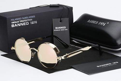 Retro Round Polarized Steampunk Sunglasses - Argo