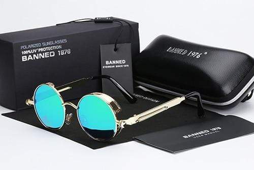 Retro Round Polarized Steampunk Sunglasses - Argo