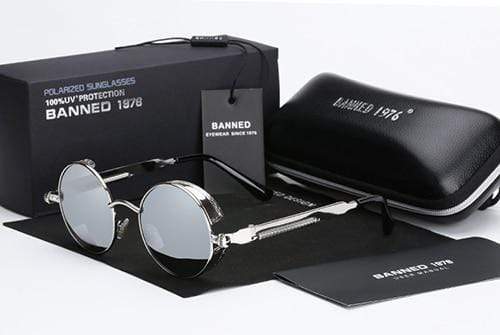 Retro Round Polarized Steampunk Sunglasses - Argo