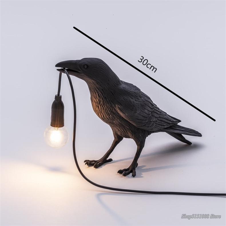 Raven Table Lamp – Resin Sculpture, Warm White Light & 4 Positions