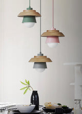 Nordic Wooden Pendant Light – Metal Shade, E27 Socket & Height-Adjustable Cable