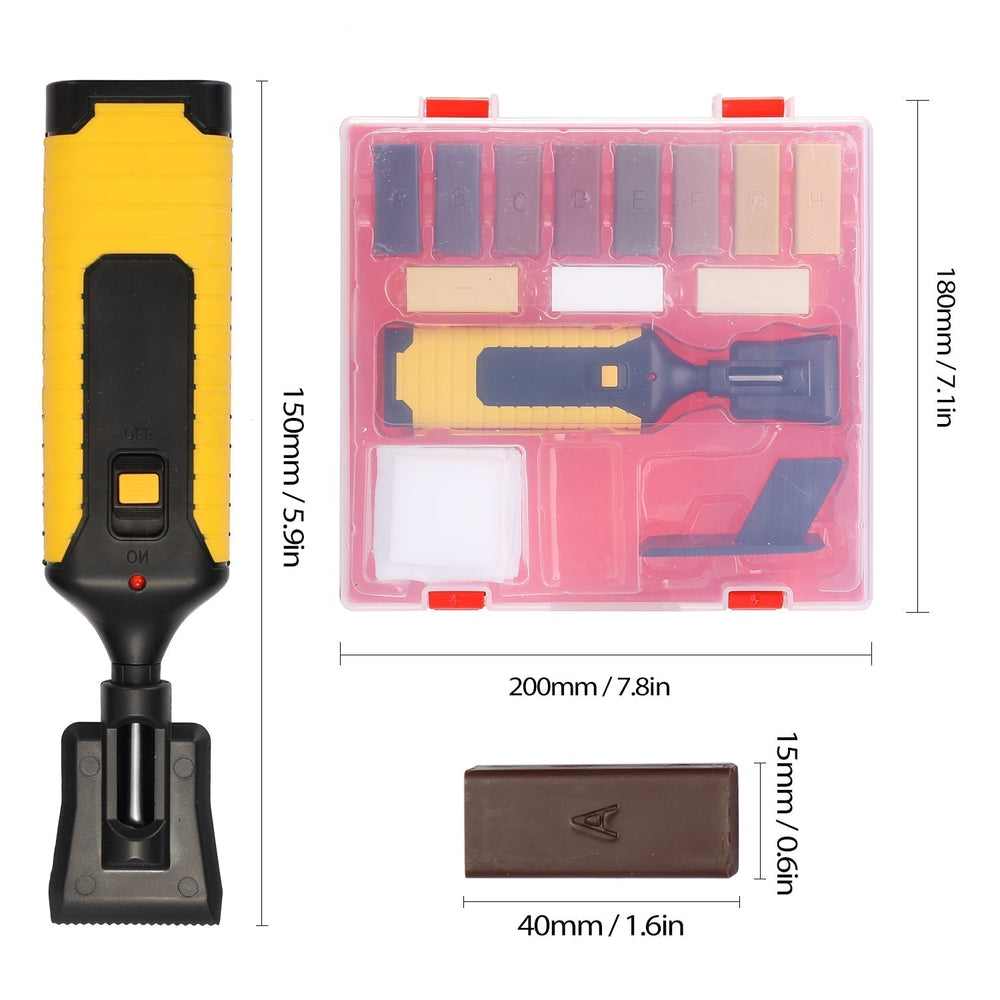 Laminate Floor Repair Kit – Electric Wax Iron, 11 Wood-Tone Wax Blocks & Storage Box