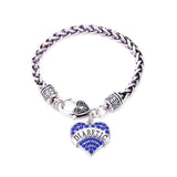 Kalsten | Womens Diabetic Medical Alert ID Bracelet - Pink, Blue, Clear or Red Crystal Hearts - Diabetes