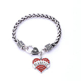 Kalsten | Womens Diabetic Medical Alert ID Bracelet - Pink, Blue, Clear or Red Crystal Hearts - Diabetes