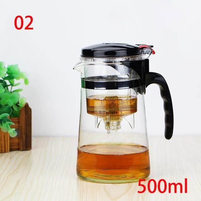 Glass Teapot with Stainless Steel Infuser – Heat-Resistant, 350–1000 ml & 80-Hole Filter
