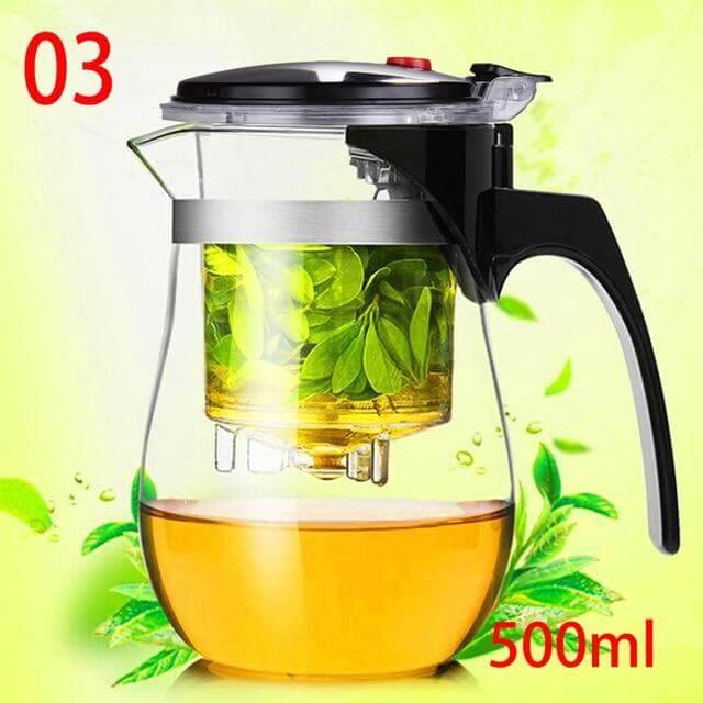 Glass Teapot with Stainless Steel Infuser – Heat-Resistant, 350–1000 ml & 80-Hole Filter