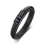 Kalsten | Mens Diabetic Medical Alert ID Bracelet - Stitched Black Leather - For Type 1 and Type 2 Diabetes