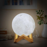 3D LED Moon Lamp – Touch Control, Warm & Cool White, Rechargeable, 8–20cm Sizes