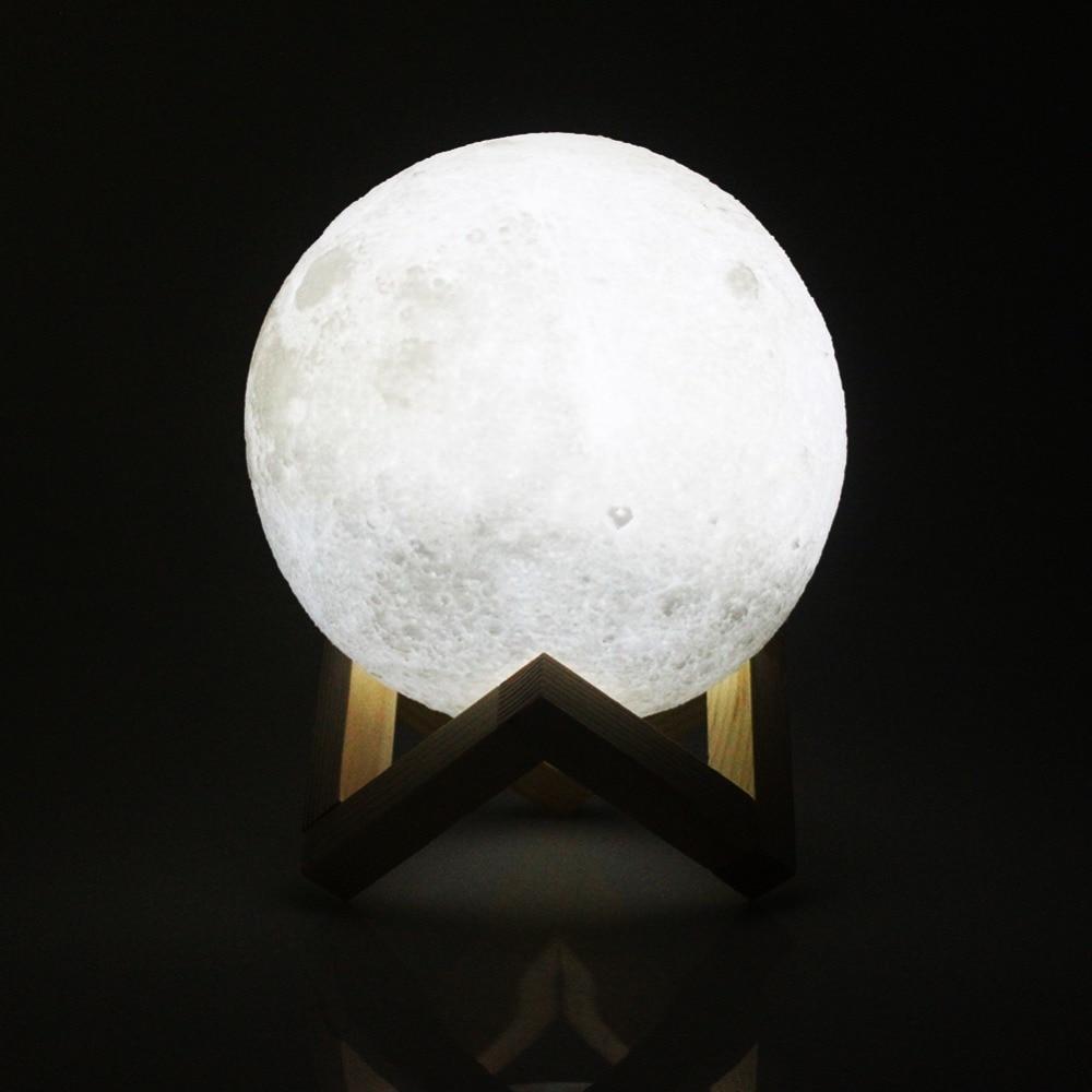 3D LED Moon Lamp – Touch Control, Warm & Cool White, Rechargeable, 8–20cm Sizes