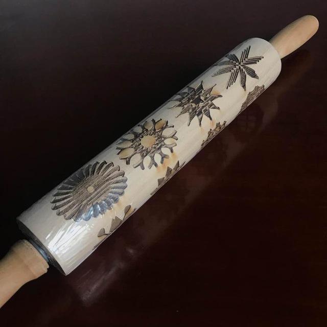 Christmas Embossing Rolling Pin – Engraved Pattern Roller for Cookies
