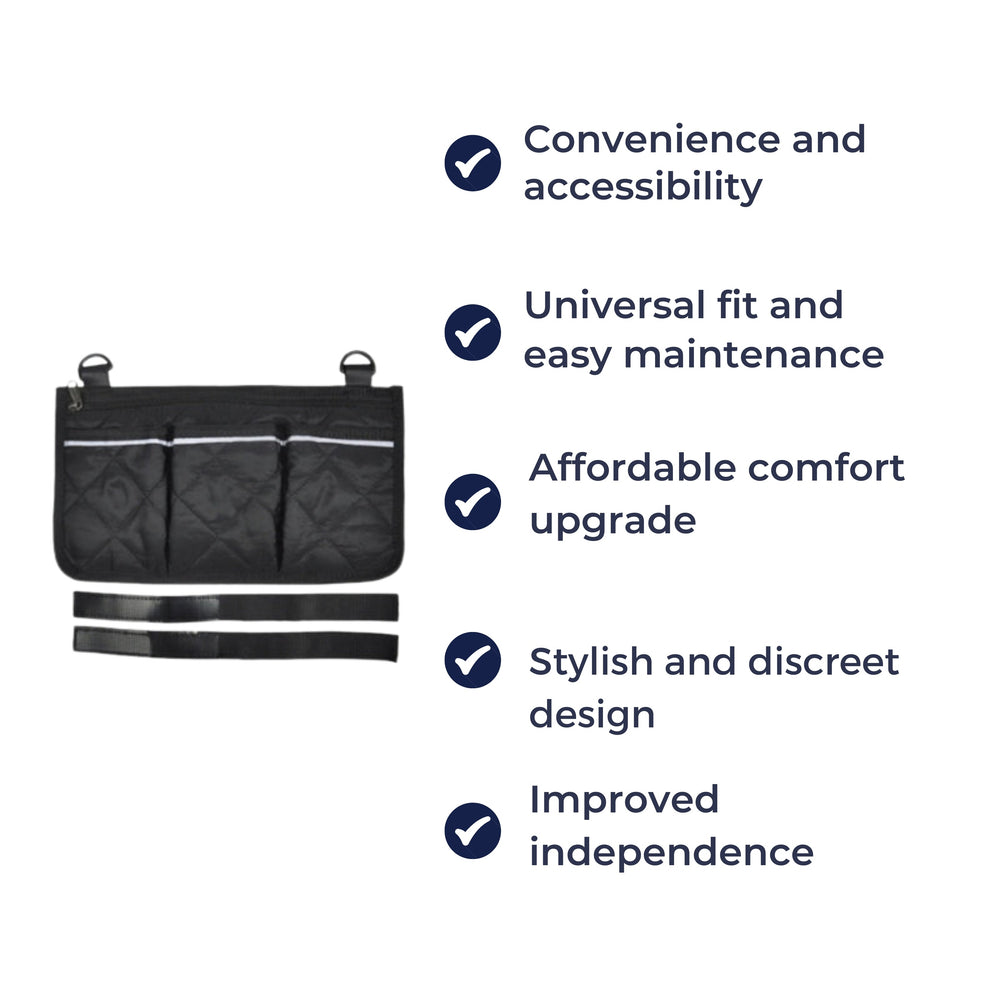 Wheelchair Side Storage Bag – Quick-Access Pockets, Reflective Strips & Water-Repellent