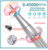 Professional 45,000 RPM Portable Electric Nail File - Rechargeable Battery, Low Noise Manicure Tool for Salon-Quality Nails