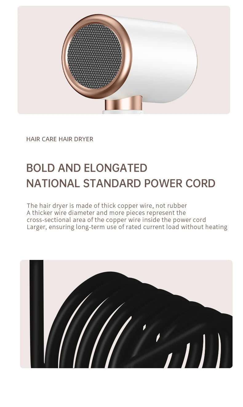 2400W Professional Hair Dryer with Cold & Hot Air - Ionic Technology for Salon-Quality Results - Fast Drying & Frizz Control