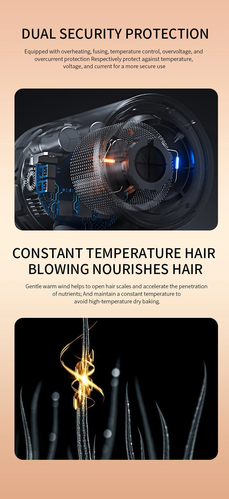 2400W Professional Hair Dryer with Cold & Hot Air - Ionic Technology for Salon-Quality Results - Fast Drying & Frizz Control