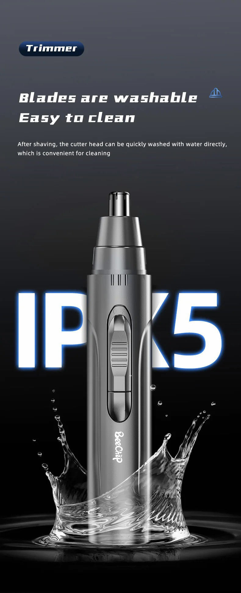 Rechargeable Professional Painless Nose & Ear Hair Trimmer for Men & Women - Precision Grooming Tool