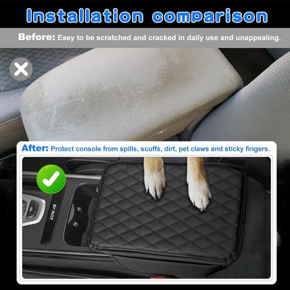 Premium PU Leather Car Armrest Mat - Non-Slip, Durable & Easy to Clean Vehicle Armrest Cover
