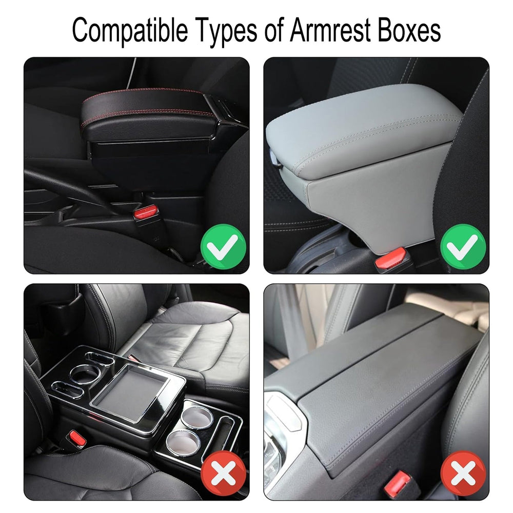 Premium PU Leather Car Armrest Mat - Non-Slip, Durable & Easy to Clean Vehicle Armrest Cover