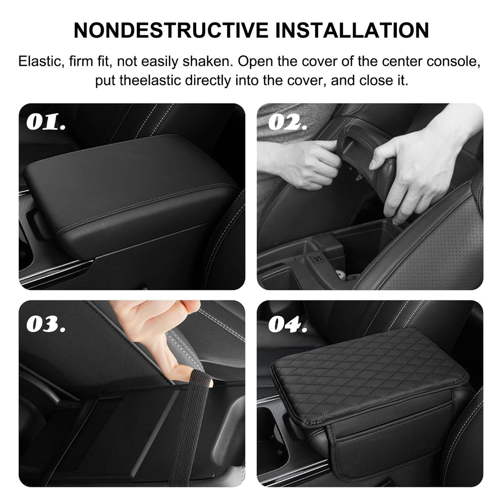 Premium PU Leather Car Armrest Mat - Non-Slip, Durable & Easy to Clean Vehicle Armrest Cover