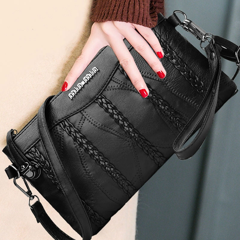 Stylish PU Leather Women's Crossbody Clutch Bag - Spacious Interior for Essentials