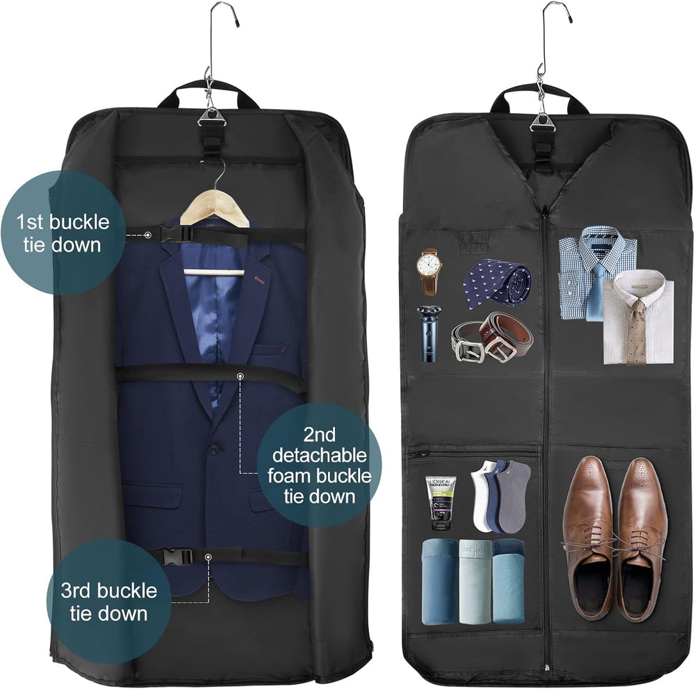 Foldable Waterproof Travel Garment Bag - Compact Carry-On Suit Organizer with Adjustable Strap