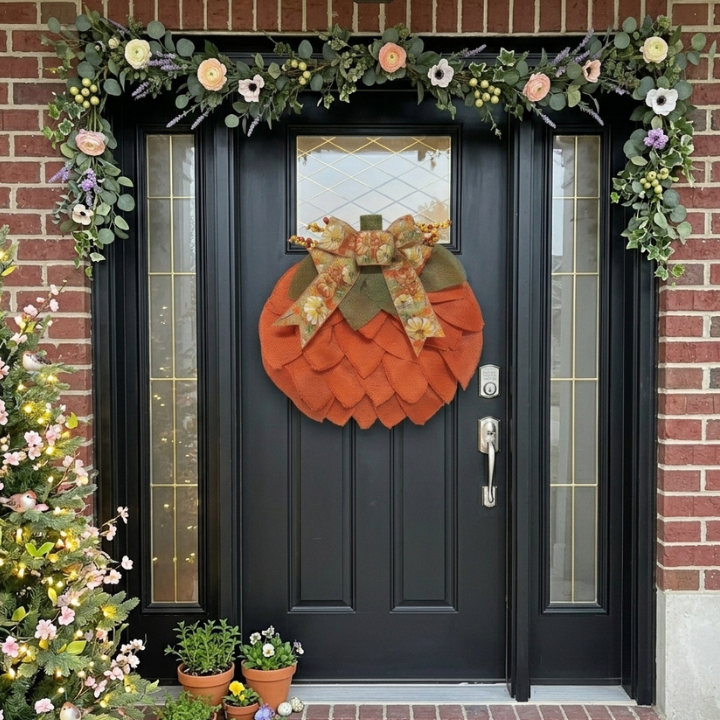 Felt Pumpkin Halloween Fall Wreath