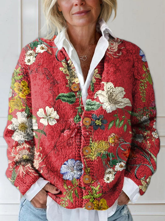 Women's Quilted Floral Cardigan – Button Front & Vintage Style